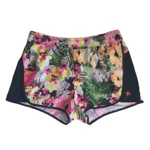 FILA Sport Athletic Running Shorts Floral Print sz L Womens w/Hidden Pocket